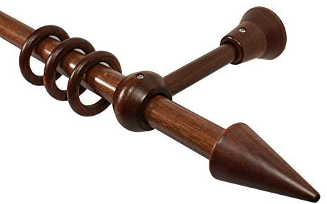 Gardinenstangen aus Holz in Nußbaum mit 20 mm Durchmesser Endstück Spitze, 120 cm
