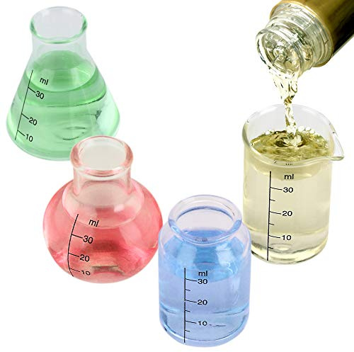 Barbuzzo Lab Shots (Set von 4) – Bringen, Your Inner Nerd Geek, Chemiker, oder Mad Wissenschaftler – Tolles Geschenk für Bio & Chem mit Graduierung, Krankenschwestern, Ärzte und alle, die in Medizin und Forschung