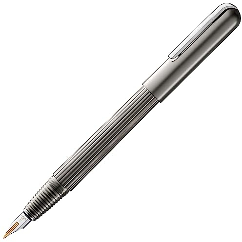 LAMY imporium Füllhalter 093 - Füller mit ungewöhnlichem Korpus in Titanium-Matt PVD Veredelung, einem Platin poliertem Clip (galvanisiert) und einem 14 kt. Bicolor-Goldfeder - Federstärke F