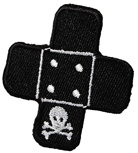 alles-meine.de GmbH Bügelbild - Pflaster - schwarz/Pirat - 5,2 cm * 5,2 cm - Aufnäher gewebter Flicken/Applikation - für Kinder Teddy Plüschtiere - Mädchen Jungen - Krank KRA..