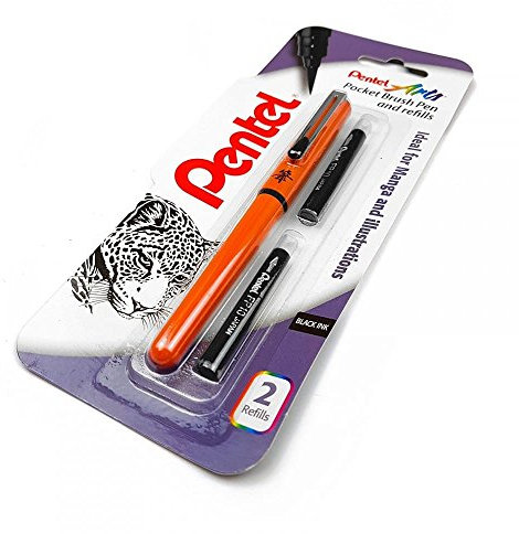Pentel Pocket Feutre pinceau – avec cartouches d'encre Noir