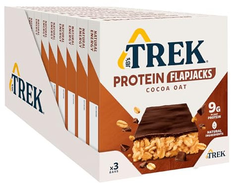 JB's Trek Cocoa Chocolate Flavour Topped Oat Protein Flapjacks, 150 g, Pack of 12