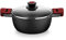 BRA Premiere Cacerola alta 28 cm, Aluminio Fundido, Tricapa, Revestimiento Antiadherente reforzado, 2 asas de Silicona Desmontables, Apto para todo tipo de Cocinas incluida Inducción, color Rojo