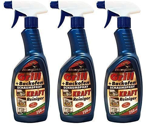 Preisjubel 3 x 750ml Elsterglanz Grill + Backofen Schaumspray, Backofenspray, Kraft-Reinige