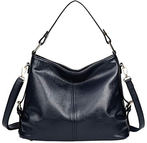 Santimon Travel Damen Tasche Umhängetasche Leder Handtasche Elegant Vintage Schule Crossbody Damentasche Dunkelblau
