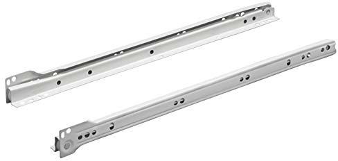 Hettich 9220053 Rollschubführung Teilauszug FR 302-für aufliegende Montage, 300mm, einseitige Zwangsführung, 1 Paar, weiß