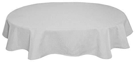Tischdecke Leinenoptik Leinen Lotuseffekt Wasserabweisend Lotus Oval 160x220 cm Hellgrau