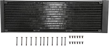Mugast Aluminum Radiator, Computer Water Cooling 120mm / 240mm / 360mm Radiator G1 / 4 Thread Water Separator, 12 Tubes Water Cooler Heatsink Radiator for PC Water Cooling(360mm)