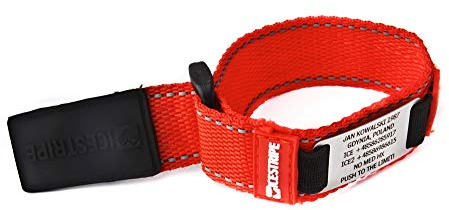 ICEstripe Notfall ID Armband Personalisierte Notfallarmband Benutzerdefinierte Medizinische Alarm Alert für Diabetes mit Edelstahlplatte inkl. Kostenlose Gravur nach Wunsch (Race Rot, 20)