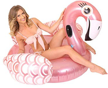 ILOVEFANCYDRESS GIANT FLAMINGO POOL FLOAT POOL LOUNGER BEACH TOY INFLATABLE SWIMMING POOL RAFT - 150X150X90 cm