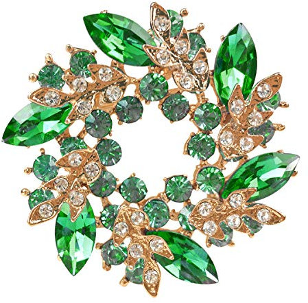 Mecool Bauhinia Brooch Pin for Women Flower Brooch Elegant Simulated Crystal Brooches-Green