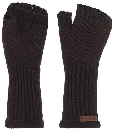 KNIT FACTORY - Cleo Handstulpen - Fingerlose Handschuhe - Gestrickte Handschuhe für Winter - Damen Handstulpen aus Wolle - Hochwertige Qualität - Dunkelbraun