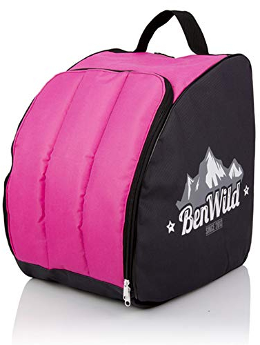 Rawstyle Skischuhtasche Skistiefeltasche Rucksack Helm für Hart-Soft-Boots Inliner Bootbag Tasche Modell 2 (schwarz-pink)