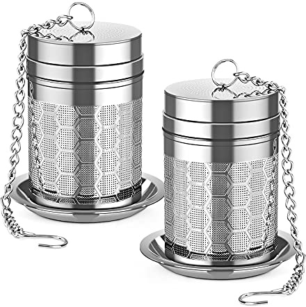 Lullatti 2 Pack 304 Steel Fine Mesh Tea Infusers for Loose Leaf Tea