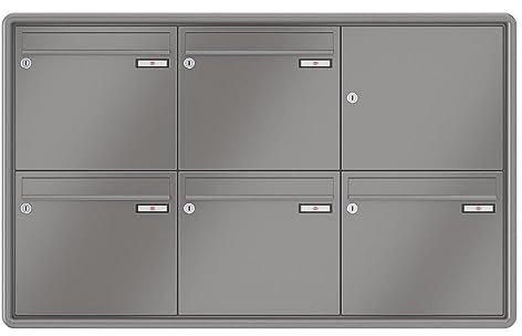 RENZ / RS3000 / 5er Unterputz-Briefkastenanlage Einbau-Briefkasten/RAL-Farbe 9007 Volumen 12 L/Dein-Briefkasten.de
