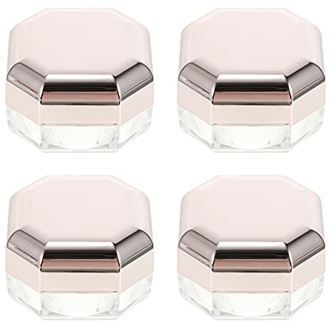 Healifty 4pcs Empty Loose Powder Compact Container Octagonal Makeup Loose Powder Box Travel Containers Dispenser Case with Net Sifter and Lid for Home and Travel Rose Gold