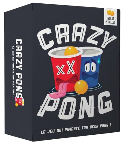 Original Cup Crazy Pong® | Pimente Ton Beer Pong | La Variante Action ou Vérité | 150 Gages | 2 Balles | Meilleure Idée Cadeau 2021 | Jeu à Boire | Beer Pong Kit | Apéro | Soirée | EVG | 100% Fun