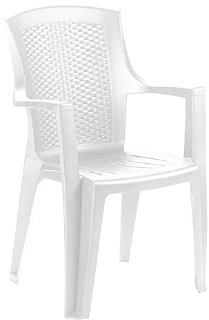 Mojawo XXL Stapelstuhl Gartenstuhl Bistrostuhl Gartensessel stapelbar Rattan-Optik Balkonmöbel Gartenmöbel Weiß