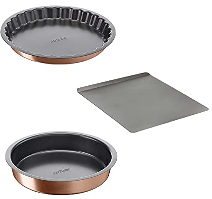 Tefal Airbake Springform 23 cm + Tortenform 27 cm + Backblech 30 x 35 cm, perfektes Backen, Antihaftbeschichtung, gesundes Kochen, umweltfreundlich, spülmaschinenfest, YY4833FA