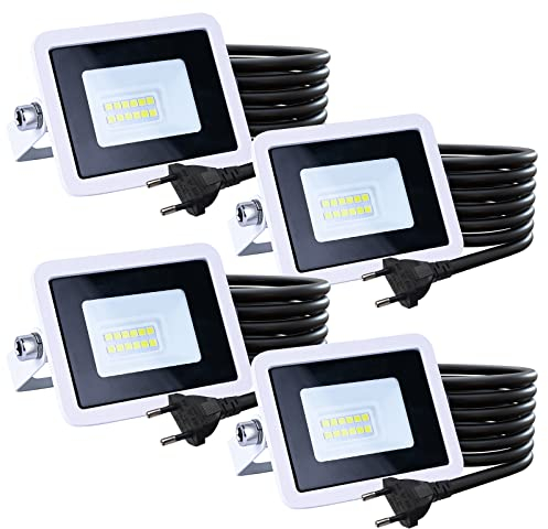 MWIATT 4Pack10W LED Strahler Außen, Superhell 900LM LED Fluter, IP66 Wasserdicht Flutlicht Außenstrahler, Flutlichtstrahler für Hof Garten Garage Sportplatz…