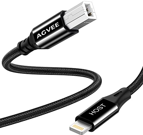 AGVEE 6.6ft OTG MIDI Cable USB Type-B Cord Compatible with Phone Pad Electronic Music Instrument, Piano, Midi Controller, Midi Keyboard, Audio Interface Recording, Black | For iPhone iPad iOS Devices to Electronic Music Instrument, Piano, Midi Controller, Midi Keyboard, Audio Interface Recording,
