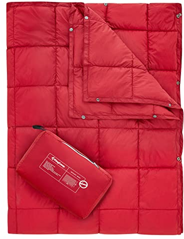 KingCamp Ultraleicht Reisedecke, Warme Outdoor Decke, Winddichte Camping Decke, Wasserabweisend Kompakt kleines packmaß für unterwegs Picknick Reisen zu Hause 175 × 135 cm Weinrot
