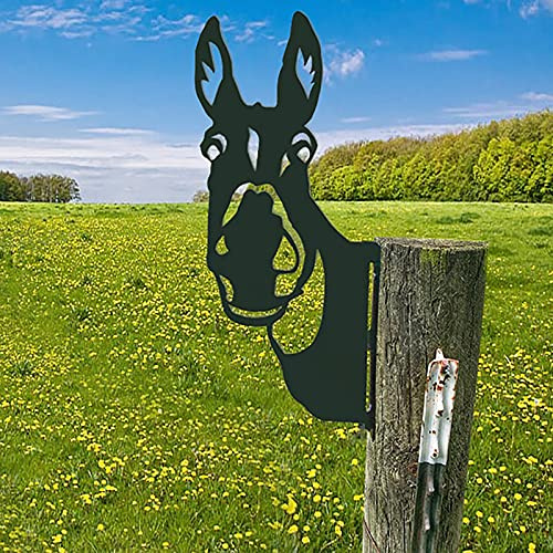 CCWORAN Metall-Esel-Gartenornamente für Zäune, Dekorationen, Outdoor, Tiere, Gartendekoration, Skulpturen, rostige Gusseisen, Silhouetten, Baumhof, Wandkunst, Geschenk