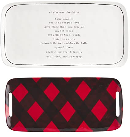 Mud Pie Set di vassoi natalizi a quadri di bufalo nidificato