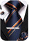 Hi-Tie Lot de 4 cravates en soie pour homme Rose/bleu/noir, Or marine., M