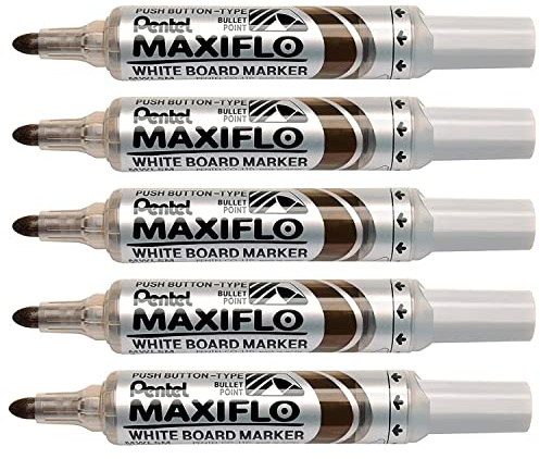 PENTEL Whiteboard-Marker MAXIFLO MWL5M, Braun, 5 Stück