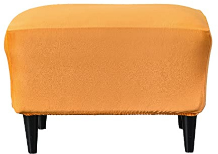Highdi Ottomane Schonbezug Hockerbezug, Einfarbig Dicker Samt Hocker Hussen für Fußhocker Rechteckig, Stretch Bezug Ottomane Abdeckung Überzug Hocker Protector Hockerabdeckung (Orange)