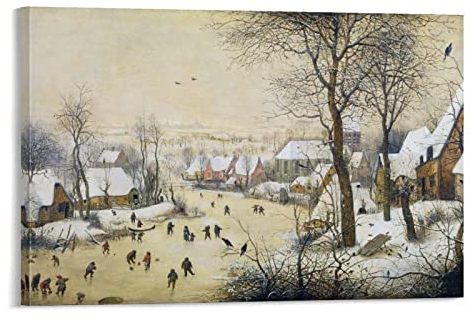 Winterlandschaft mit Skatern – von Pieter Bruegel der Ältere Malerei Kunstposter Kunstposter Leinwand Malerei Dekor Wanddruck Foto Zuhause Modern Dekorative Poster 30 x 45 cm