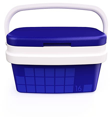 COM-FORT HOUSE - Nevera Portátil con Asa Rígida - Porta Alimentos para Camping, Playa, Acampada - Nevera Color Azul - Capacidad 16L