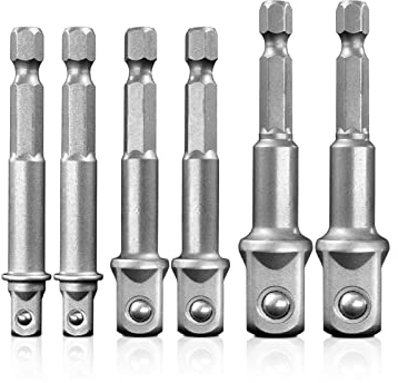 Mr.wintek Stecknuss Adapter, 3-teilig x 2, 1/4, 3/8, 1/2, 1/4-Zoll Sechskantschaft, Cr-V, für Akku-Bohrschrauber, Bohrmaschine & Treiber