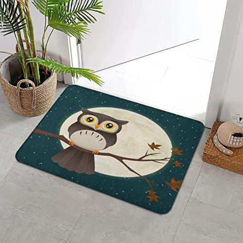ERICAT Badteppich rutschfeste,Große gehörnte Eule auf dem Zweig, der das volle silhouettiert,Wasserabsorbierend Badematte maschinenwaschbar Badvorleger für Dusche,Badewanne,40x60cm