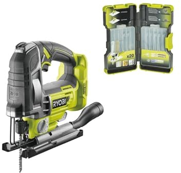 Pack RYOBI - Scie sauteuse pendulaire R18JS7-0 18V OnePlus Brushless - 135 mm sans batterie ni chargeur - 20 lames panachées bois et métal 75-100mm