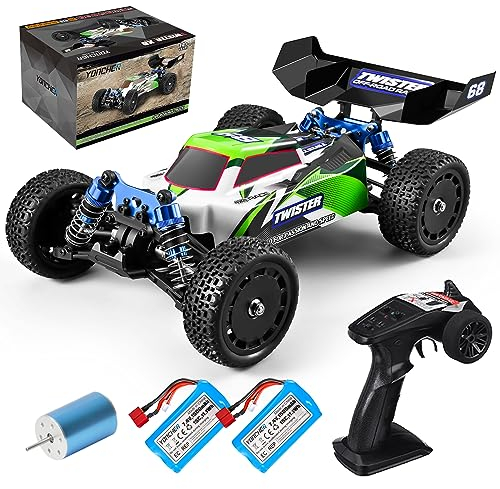 YONCHER YC350 Coche Teledirigido Adulto,1/14 Brushless Motor 50+Km/h Coche RC 4WD Offroad Monster Truck,4x4 RC Crawler Camiones con 2 Baterías 40min+