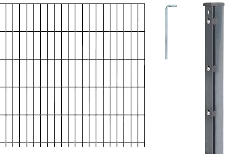 Alberts 679309 Doppelstabmattenzaun als 12 tlg. Zaun-Komplettset | verschiedene Längen und Höhen | anthrazit | Höhe 183 cm | Länge 12,5 m