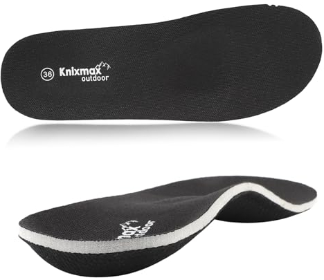 Knixmax Outdoor Solette ortopediche rigide per uomini e donne, inserti di supporto per arco plantare, fascite plantare, piedi piatti, Soletta ortopedica nera, UK11