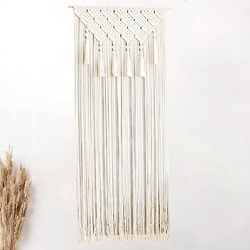 Makramee Wandbehang Tapisserie, Handgewebte Makramee Tür Vorhang Böhmische Tapisserie, Boho-Tapisserie-Vorhang, Baumwolle Türvorhänge,Boho-Raumdekoration,für Türen Türen Fenster Dekor 65 * 200 Cm