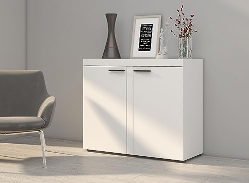 BROMARKT Samba Kommode - Kommode mit Regalen - Wohnzimmerschrank - Komodenschrank - Komode für Schlafzimmer und Wohnzimmer - Wohnzimmer Möbel - 97x82 cm - Weiß