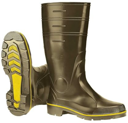 Scheibler Gummistiefel - Arbeitsstiefel wasserdicht - Nitril-Regenstiefel mit rutschfester Sohle und Kälteschutz - Gummi-Stiefel oliv