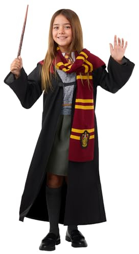 Funidelia Offizielles Hermione Granger Kostüm für Mädchen mit Umhang, Kleid, Schal und Zauberstab, Gryffindor Kinderumhang Hogwarts, Karneval, Halloween und Partys – Größe 7-9 Jahre