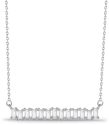 Vxddy Damen Halskette Ketten Baguette-Schliff Bar Frauen Anhänger Sterling Silber Feinschmuck