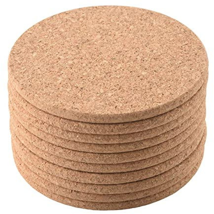 Iunipusy Lot de 10 dessous de verre ronds en liège rétro 9 cm, absorbants et réutilisables pour café, thé, café, bar