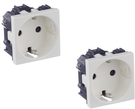 RASMACOR | Pack de 2 unidades Base de enchufe Schuko Niessen Zenit N2288BL Blanco | Enchufe con dispositivo seguridad y embornamiento a tornillo | 16 A 250V | N2288BL | 45x45 mm |2 módulos