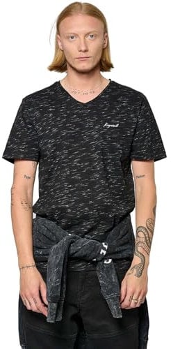 Kaporal NETERHOMME_Parent, Tee Shirt pour Homme, Coupe Regular, Manches Courtes, Col en V, Modèle Neter, Couleur Black, Taille XXL