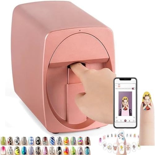 GEHPYYDS 3D Nail Art Printer Machine - Digital Nail Design Machine Printer that comes w/Over 1000 Pictures of Nail |Wireless & Automatic Nail Art Machine,30s Done,Support WiFi/DIY/USB,B