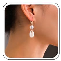 Aneneiceera Vintage Muschel Perle Ohrringe Lange Gold Muschel Ohrringe Perle Ohrringe Boho Ozean Muschel Ohrringe Schmuck Für Frauen Und Mädchen