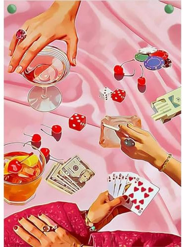 Malen Nach Zahlen Erwachsene Anfänger Retro Poker,Bastelset Erwachsene Gemälde,Kreativ Set für Erwachsene,DIY Handgemalt Ölgemälde Kit für Anfänger und Erwachsene für Geschenke 30X40cm